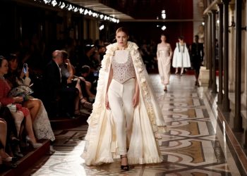 chanel visits the paris opera house with haute couture clothes.