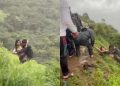 in maharashtra, india, a woman snapping a selfie falls into a 100 foot gorge; neighbors save her.